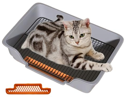 Inodoro para gatos de acero inoxidable – Inodoro extraíble con rejilla de acero inoxidable, inodoros para entrenamiento de orinal para cachorros | Bandeja de inodoro para mascotas, gatos, animales