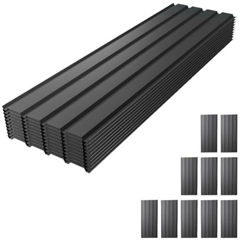 YATON Metal Roofing Panels 10 Pack, 61 Inch Corrugated Galvanized Steel Roof Panels with Screws, Waterproof Metal Siding Panels for Shed, Garage, Chicken Coop, Patio, Carport, Gray