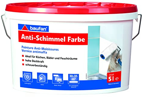 Baufan Schutzfarbe 5 Liter | mit Langzeit-Schutzfilm | hohe Deckkraft | für innen | scheuerbeständig | für schimmelgefährdete Oberflächen