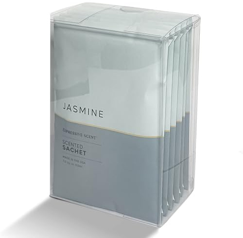 Expressive Scented Sachet Pouches – Perfect Jasmine Air Freshener & Closet Deodorizer for Drawers, Closets, Cars and Bathrooms – Long-Lasting Fresh Scent Sachets (6- Pack)