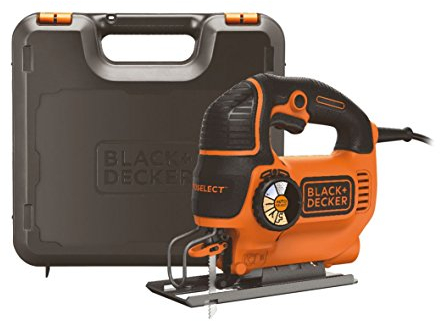 Black+Decker Stichsäge, Pendelhubsäge (550W, mit AutoSelect, Softgriff, Sight-Line, Schutzbügel, Sägeblasfunktion, Feststellschalter, variabler Drehzahl, max. 80mm Schnitttiefe) KS801SEK