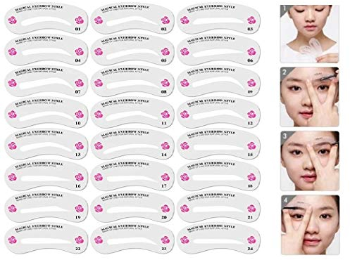 24 stencil per sopracciglia, maneggevole, piccolo e piacevole al tatto, per casa, scuola, lavoro e in viaggio