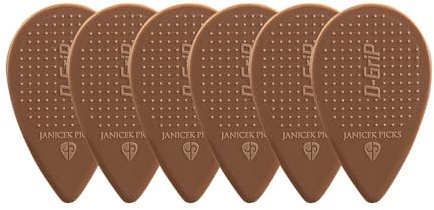 D-Grip Plektrum - Janicek Nylonpicks - Balkan Form - für Ethno-Folk-Instrumente Mandoline, Bouzouki, Balalaika - 0,90 mm Braun - 6er Pack - mit rutschfester Struktur-Oberfläche