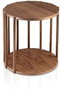 Angel Cerdá - Table d’Appoint Ronde en Bois de Noyer - Table d’Appoint Moderne pour Salon ou Chambre - Style Minimaliste et Fonctionnel - Matériaux Résistants - Ø45 x 47 cm