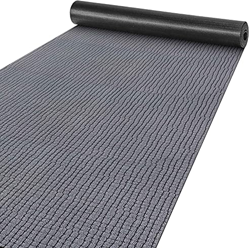 ANRO Teppich Läufer Flur Küchenteppich Schmutzfangmatte Sauberlaufmatte rutschfest Velours Grau 65x400cm Modern