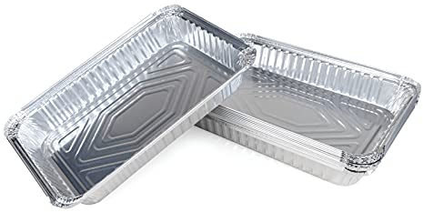 IDL Packaging 4 lb. Oblong Aluminum Foil Pans - 13 x 9 x 1.5” (Pack of 10) - Disposable Foil Baking Dishes - Great for Grilling, Roasting, BBQ, Cooking, Freezing - Food-Safe Catering Supplies