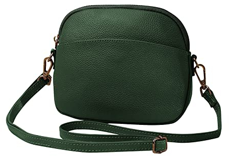 FANDARE Superleicht Schultertasche Echtleder Umhängetasche Damen für Arbeitstasche Reise Freizeit Schule Crossbody Bag Grün