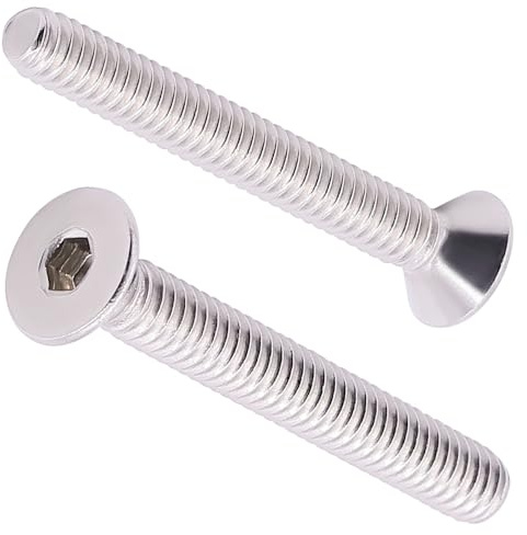 1/4-20 x 2-1/2 (20 Pcs) Flat Socket Cap Screws, 304 Stainless Steel 18/8, Full Thread, Countersunk Head, Connections Bolts, ASME/ANSI B18.3-8