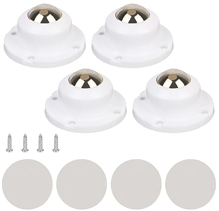 SSIMOO 4-teiliges Universalrad, Mini-Schwenkräder, Selbstklebende Lenkrolle, Edelstahl, Kompatibel Mit Schreibtischstuhlrollen, 360° Drehbare Riemenscheibe (Color : White)
