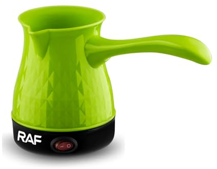 BURLOE Electric Coffee Machine, Electric Turkish Coffee Pot Arabic Greek Coffee Machine Made of Stainless Steel with A Removable Handle,Green