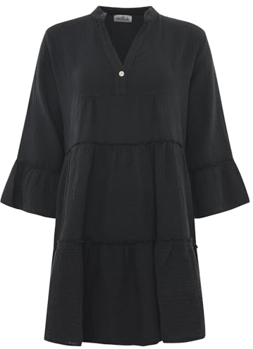 Zwillingsherz Musselin Kleid aus 100% Baumwolle mit V-Ausschnitt – Hochwertige Tunika für Damen Frauen Mädchen - Sommerbluse Freizeitkleid Strandkleid - Locker luftig perfekt für Frühling Sommer