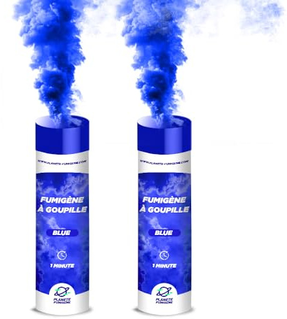 PLANETE FUMIGENE Lot de 2 Fumigènes a Main 1 MINUTE couleur Bleu - Déclenchement à Goupille, durée 60 secondes, fumigene couleur à tenir en Main - fumigene a main - Catégorie T1 - LIVRAISON 24/48H
