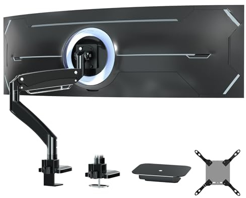PUTORSEN Monitor Halterung Ultrawide 22-57 Zoll Höhenverstellbarer bildschirmhalterung Monitor Tischhalterung bis 27kg, VESA Max bis 200x200 mm, Schwarz