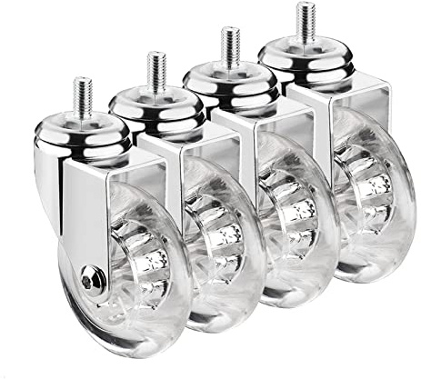 DQRMVV 75mm Lenkrollen, M8×15mm/M10×15mm Gewindestielrollen, Transparente PU-Rollen Mit Bremse, Möbelrollen, Industrierollen(Size:M8*15mm,Color:4 Swivel)