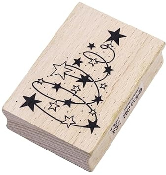 Artoz Stempel - Holzstempel mit Tannenbaum-Motiv aus Sternen, 70 x 50 x 19 mm, Buche, FSC®-Zertifiziert
