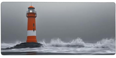 Mauspad Groß Landschaft, Grau Mousepad XXL 900x400x3 mm, Gaming Mauspad mit Rutschfeste Gummibasis und Wasser Resistent Oberfläche, Schreibtischunterlage Vernähte Kanten für Büro und Home Dekor-LG824