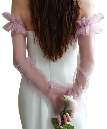 MEAKTSMI Transparente Handschuhe Mit Stickerei Blumen Brauthandschuhe Für Besondere Anlässe Hochzeit Brauthandschuhe Party Accessoires
