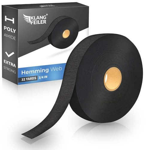 Klangfeiler® Hemming Tape 30 Metres Black I Ironing Tape for Ironing I Ironing Adhesive Curtains Hardine Better Than Sewing Hemmed Fleece