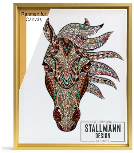 Stallmann Design Schattenfugenrahmen für Leinwände auf Keilrahmen | Farbe: Gold | Größe: 80 x 80 cm | Rahmen ohne Glas & Rückwand | mit Montagezubehör