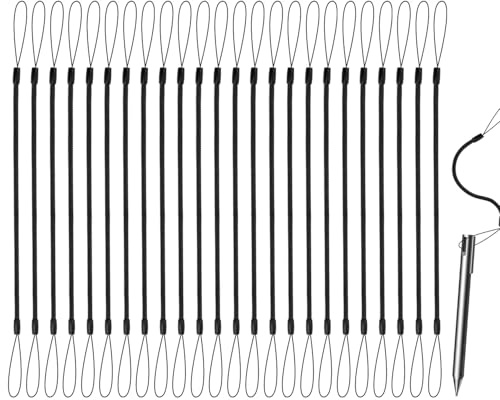24pz Cordino Elastico per Penne Touch, 30cm Cordino Retrattile per Penna Cinghie a Molla Anti-Smarrimento Cordino per Stilo Strumento Perfetto per Legare Penna Disegno al Touchscreen (Nero)