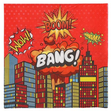 SAVITA 100pcs Hero Themed Party Napkins, Spider Themed Party Decoration Retro City Red Dinner Paper Napkins for Birthday Supplies Baby Shower Tableware for Boys Kids