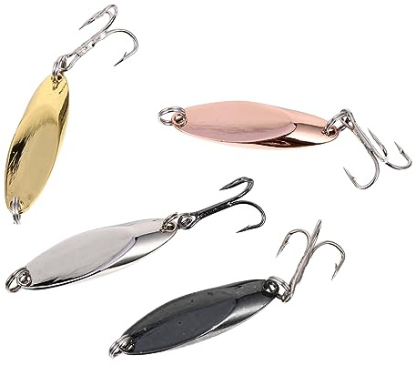 Mikinona 4 Piezas Señuelos De Pesca Cuchara De Metal para Trucha Señuelos Metálicos Accesorios De Pesca Agua Dulce