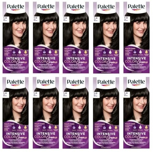 Confezione da 10 palette di colori intensi 1 – 0 (N1) Black Hair Color – Full Box – con istruzioni in lingua inglese (lingua italiana non garantita)