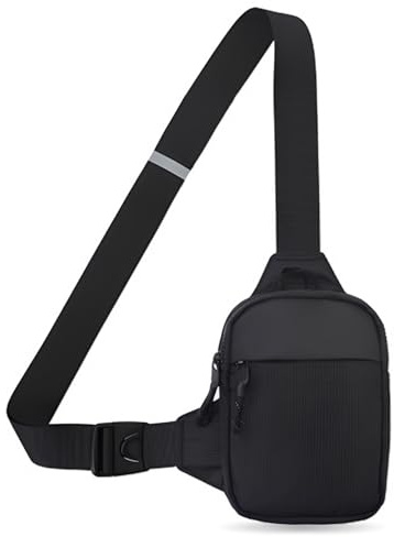 Rayakt Brusttasche Herren Damen, Schultertasche Verstellbare Schulter Anti-Diebstahl wasserabweisender umhängetasche für Läufer, Workout, Wandern, Radfahren und Reisen. Schwarz