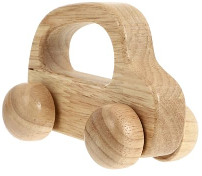 MOLUCKFU Holzauto Schiebespielzeug aus Gummi Holz Robustes Montessori Auto zum Kauen und Greifen Poliert Abgerundete Kanten Schadstofffrei für Kleinkinder Ab Monaten Geeignet