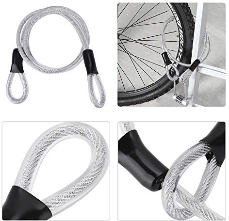 AKLOSIPY Câble de sécurité en Fil d'acier allongé de 120 Cm avec Double Tête et Boucles Scellées pour une Utilisation Polyvalente