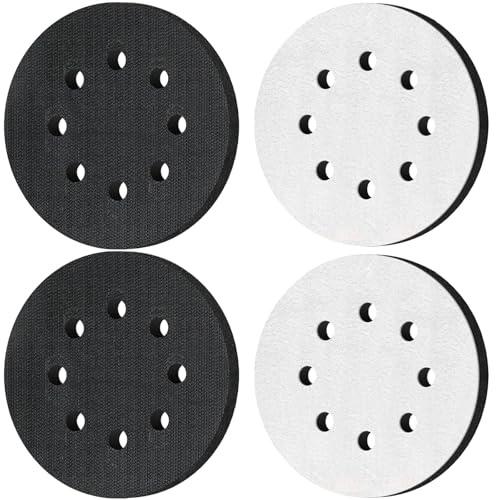NIYATA 4pcs Tampon Interface en Éponge 125mm à 8 Trous Mousse Souple, Tampons de Ponçage pour Machines Pneumatique/Électrique de Polissage et Ponceuse à Auto-aspiration