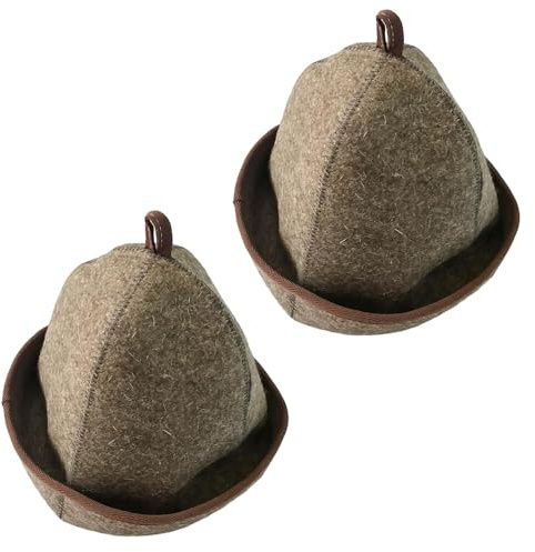 JOAASU 2 PCS Sauna Hat, 100% Wool Steam Bath Hat with Hanging Loop, Comfortable Felt Sauna Hats for Men and Women, Protects Hair from Steam and High Temperature, Ideal Steam Room Sauna Accessories