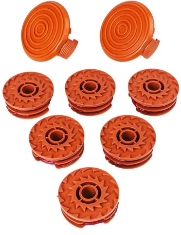 Homeponnew Paquete de 6+2 carretes de repuesto de nailon de 16 pies y 0.08 pulgadas con tapas (modelo 50019417) para recortadoras de cuerda WA0007, WG105-WG124