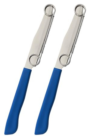 Couteau Éplucheur de Légumes Multifonctionnel 2 Pièces Bleu, Éplucheur Polyvalent en Acier Inoxydable avec Ressort Réglable pour Trancher Rapide, Économe Légumes pour Cuisine Quotidienne