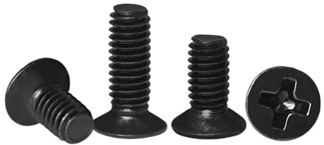 SHENGG 50/100 Stück M1 M1,2 M1,4 M1,6 M1,7 M2 M2,5 Mini kleine schwarze Stahl-Kreuz-Flachkopf-Senkkopfschraube(5mm,M2.0 (50pcs))