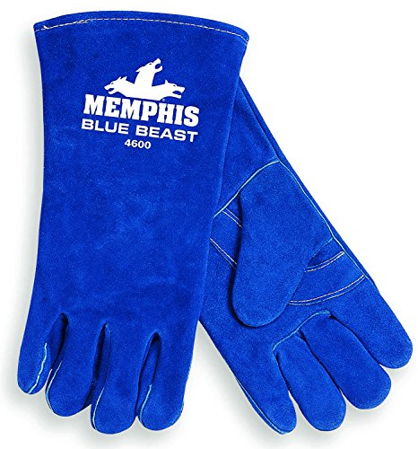 MCR Safety Gloves 4600 Blue Beast Split Cow Leather Welder Gloves with Reinforced Palm and Wing Thumb, X-Large, 1 Pair