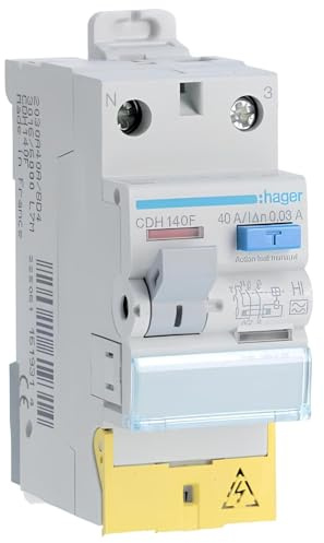 interrupteur différentiel hager - 40a - 30 ma - 1 pôle + neutre - type hpi - vis / vis