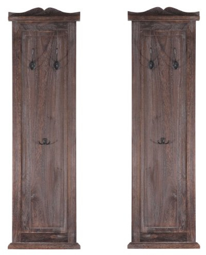 Mendler Set 2x appendiabiti attaccapanni shabby vintage legno paulonia 6x28x109cm marrone