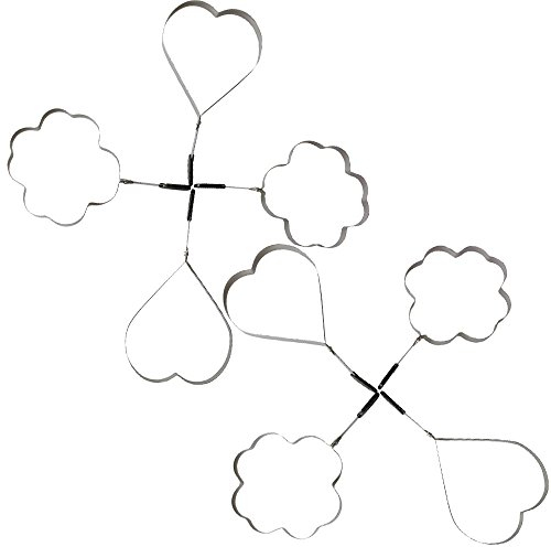 com-four® 8x Omelettpfannenform, Herzen und Kleeblätter, für Spiegelei und Pancake, Edelstahl mit Hitzeschutzgriff - Bratform für Pfannen (08x Edelstahl Herz/Kleeblatt)