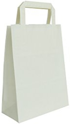 Carte Dozio - Shopper in Kraft color Bianco, maniglia piatta, f.to cm 32+17x45, cf 25 pz