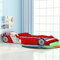 vidaXL Kinderbett LED Rennwagen-Design 90x200cm Rot Autobett Jugendbett Bett