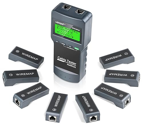 NOYAFA Network Cable Tester, NF-8108M LAN Phone Cable Wire Length Tester for CAT5 CAT6 RJ45 with Mapper 8 Remote Units with Wiremap Adapter