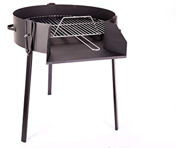 BRICOMIRAS Barbacoa Redonda LEÑA Y CARBÓN 60 CENTÍMETROS Ø con Soporte para PAELLERA Ideal para Camping Y Playa