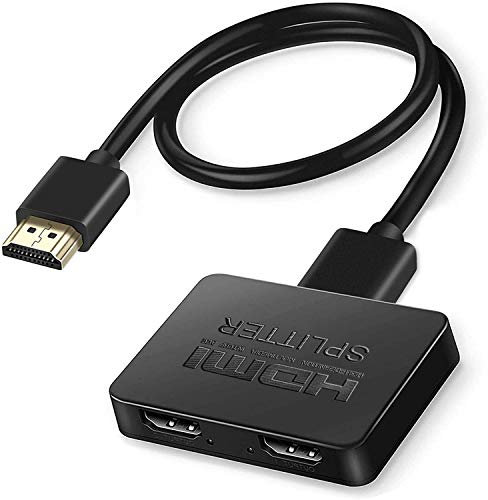 Duplicador HDMI 1x2 4K, Aluminio Splitter 1 Entrada y 2 Salidas, Soporta 4K, 3D, UHD, 1080P, HDCP para Xbox, PS4, PS3, BLU-Ray Player, HDTV, DVD, DVR y Apple TV