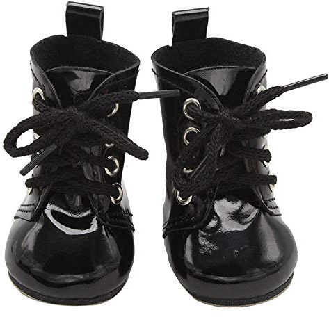 Aeromdale Puppenstiefel, PU-Schuhe mit Schnürsenkeln, für 45,7 cm große Puppen, 46 cm, Puppenzubehör, Spielzeug, Schwarz, 1 Paar