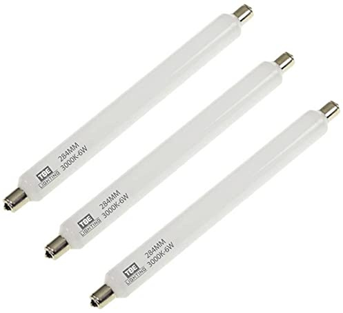 TBE Lighting Lot de 3 ampoules LED 6 W S15s – Lot de 3 unités – 284 mm de longueur, lampe tubulaire pour miroir à intensité non variable, sortie 400 lumens