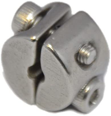 Anello di bloccaggio per fune metallica da 6 mm, 2 pezzi, con 2 viti, morsetto in acciaio inox A4 NIRO, AISI 316 Nirosta