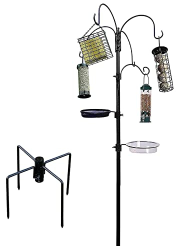 Hyfive Futterstation für Wildvögel, Multi-Futterstation mit Stabilisator, Gabelhalter, Vogelfutterstation zum Aufhängen, Vogel, Wasserbad, groß, 240 cm, 4 Stangen