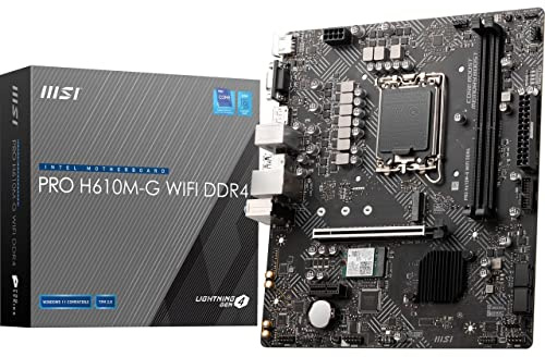 MSI PRO H610M-G WiFi DDR4 ProSeries Motherboard (12th/13th/14th Gen Intel Core, LGA 1700 Socket, DDR4, PCIe 4, 2.5G LAN, SATA 6Gb/s, M.2 Slots, USB 3.2, Wi-Fi 5, Bluetooth 4.2, mATX)