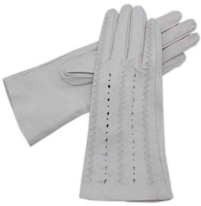 Lederhandschuhe Damen Schaffell Weiß Ungefüttert Lederhandschuhe Leder Mode